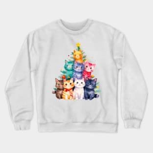 Cat Christmas Tree Crewneck Sweatshirt